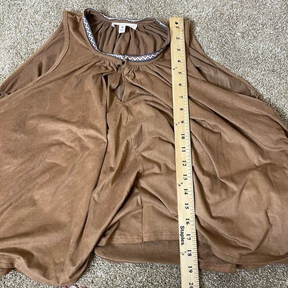 Freeway top faux suede sleeveless Boho Indian Western blouse embroidered SZ  M - Picture 7 of 9
